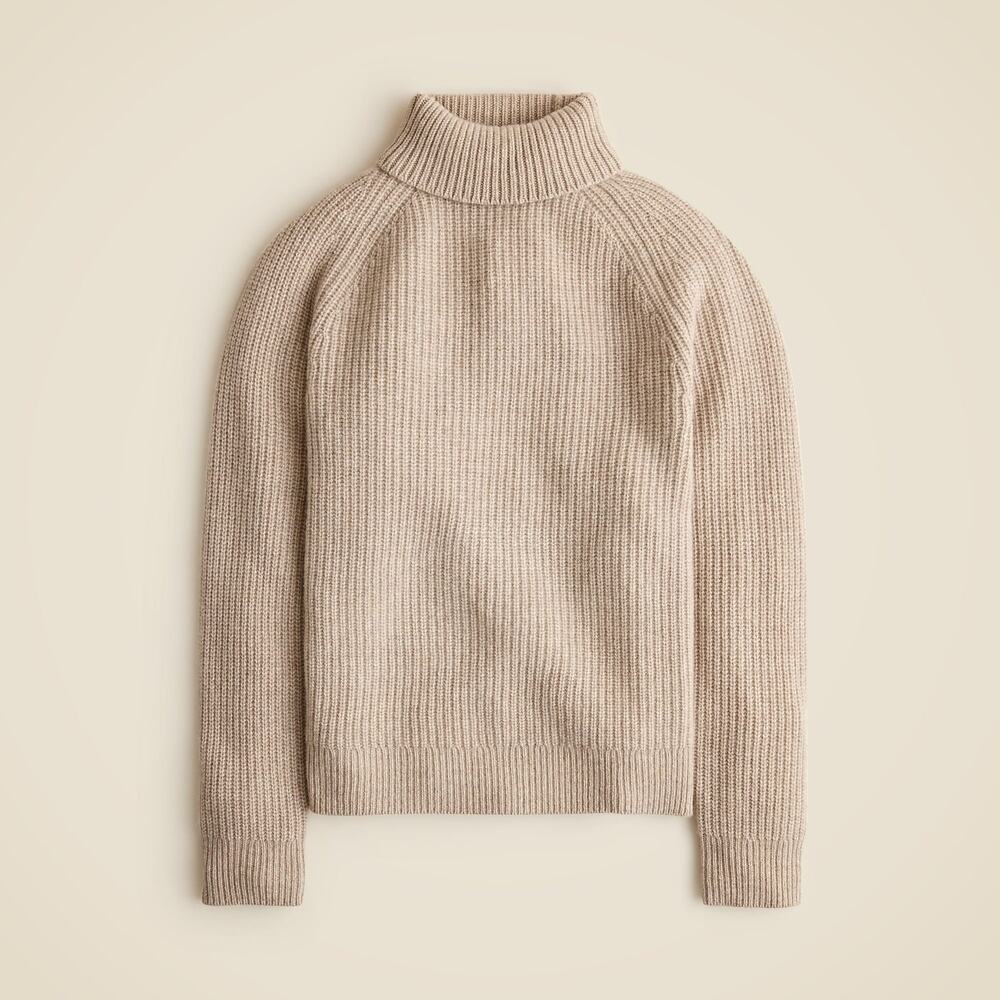 J. Crew Cashmere Ribbed Raglan-Sleeve Turtleneck Sweater Midweight Size S NWT